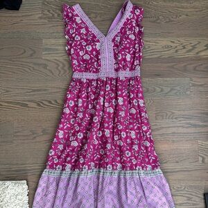 LOFT pink and purple maxi dress - Size 0